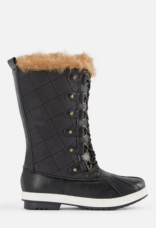 Marley Quilted Faux Fur Snow Boot in Taupe/Berry - Get great deals at JustFab