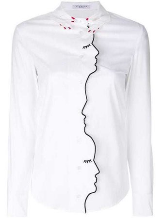 Vivetta Embroidered Faces Shirt in White