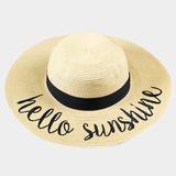Hello Sunshine Embroidered Wide Brim Straw Floppy Sun Hat – Scarf And Beyond
