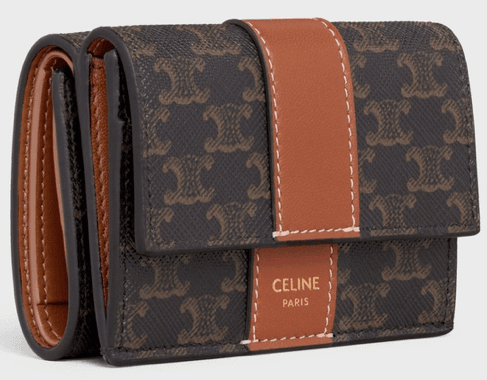Celine FOLDED COMPACT WALLET IN TRIOMPHE CANVAS AND LAMBSKIN