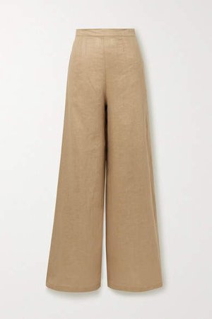Pamela Linen Wide-leg Pants - Light brown