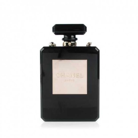 CHANEL Plexiglass Perfume Bottle Clutch Black 132104