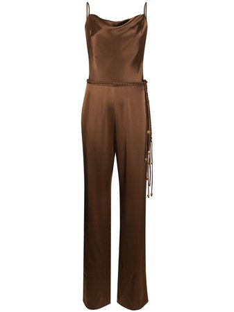 Brown Nanushka Juniper tie-waist jumpsuit - Farfetch