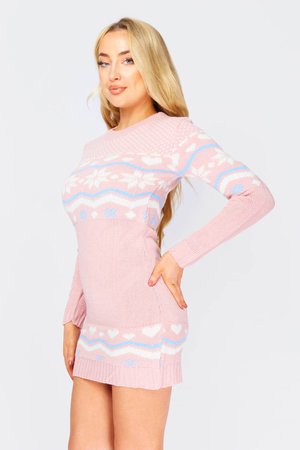 PINK Fairisle Christmas jumper dress | Womens Dresses | Select Fashion