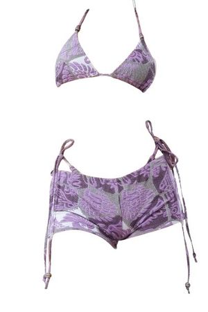 purple grey bikini short set