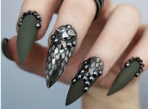 Matte Green “ military “ nails