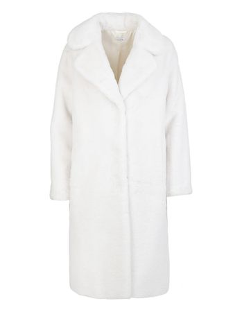 Parosh Long Coat In White Eco-fur