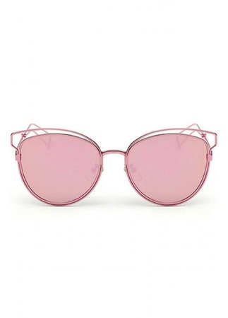 ATTITUDE CLOTHING // Pink Metal Frame Cat Eye Sunglasses