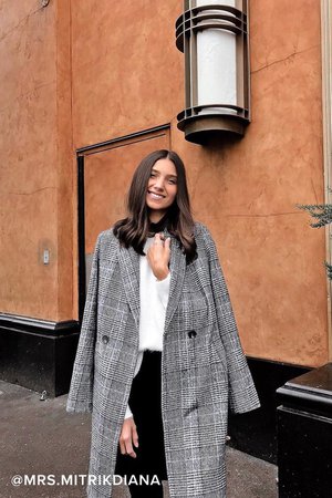 Chic Plaid Coat - Black and White Coat - Double-Breasted Coat