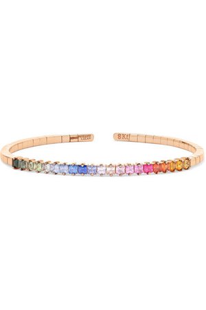 Suzanne Kalan | Rainbow 18-karat rose gold sapphire cuff | NET-A-PORTER.COM