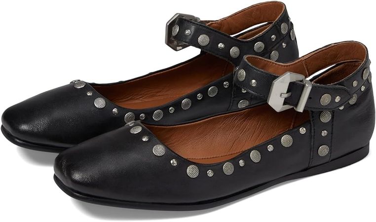Amazon.com | DOEYG Mary Janes Flats Shoes for Women Square Toe Studded Mary Jane Shoes Buckle Ballet Flats with Straps Dressy Chunky Low Heel Comfy Studs Ballerina Shoes | Flats