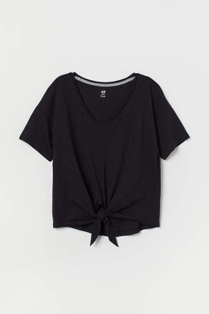 Sports Top with Tie Detail - Black
