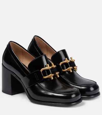 Monsieur 70 Leather Loafer Pumps in Black - Bottega Veneta | Mytheresa