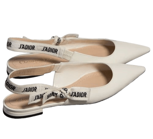 J'adior patent leather ballet flats DIOR white