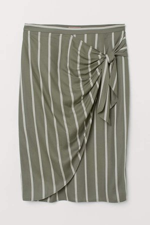 H&M+ Draped Wrap-front Skirt - Green