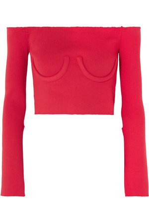 Orseund Iris | Cropped off-the-shoulder ribbed-knit sweater | NET-A-PORTER.COM
