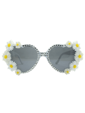 Heart Shape Daisy Rhinestone Sunglasses