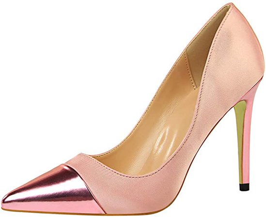 Wealsex Womens Satin Stiletto High Heels Two Tone Pointed Toe Court Shoes Ladies Wedding Formal Office Party Pumps Size 2-6: Amazon.co.uk: Shoes & Bags