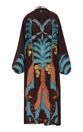 Crimson Candlelight Silk Kimono Jacket By Johanna Ortiz | Moda Operandi