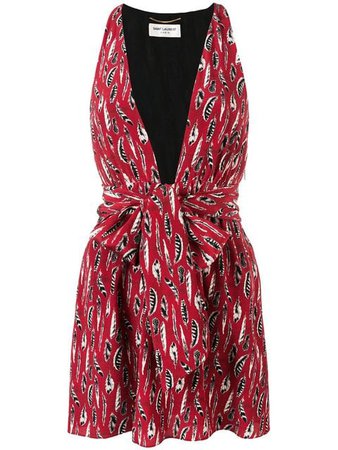 Saint Laurent feather print mini dress $1,612 - Shop SS19 Online - Fast Delivery, Price
