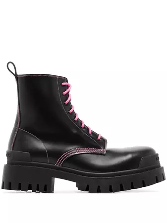 Balenciaga lace-up Leather Ankle Boots - Farfetch