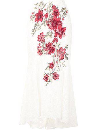 Marchesa floral-embroidered A-line Skirt - Farfetch