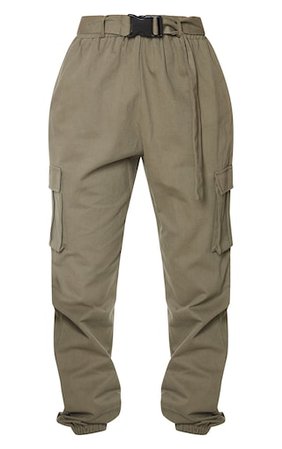 Khaki Buckle Detail Cargo Trouser | PrettyLittleThing USA