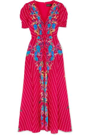 Saloni | Lea printed silk crepe de chine midi dress | NET-A-PORTER.COM