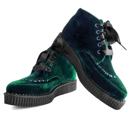 Emerald Velvet Ankle Boots - Women’s Romantic & Fantasy Inspired Fashions