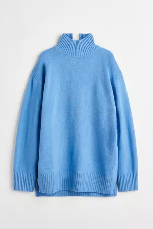 Oversized Turtleneck Sweater - Blue - Ladies | H&M CA