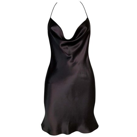 *clipped by @luci-her* F/W 2002 Dolce and Gabbana Runway Brown Silk Halter Micro Mini Dress For Sale at 1stDibs