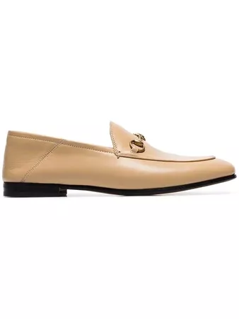 Gucci Beige Brixton Leather Loafers - Farfetch