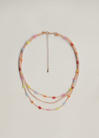 Crystal waterfall necklace - Women | Mango USA red