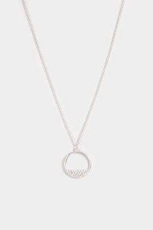 Silver Semi Circle Diamante Necklace