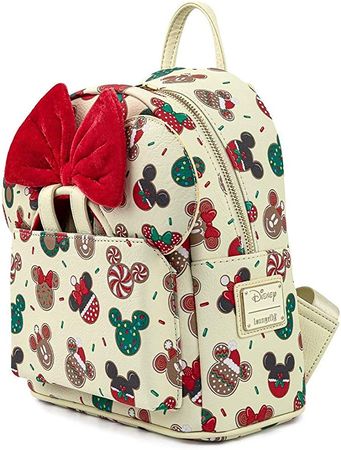 Amazon.com | Loungefly Disney Christmas Mickey and Minnie Cookie Adult Womens Double Strap Shoulder Bag Purse with Ears Headband | Casual Daypacks