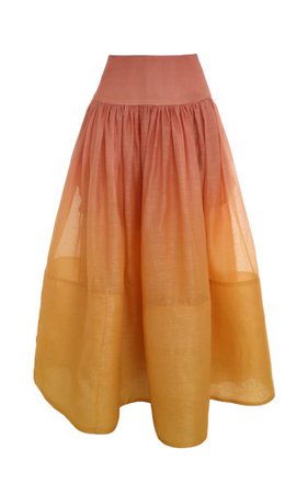 Postcard Ombre Linen-Silk Full Maxi Skirt By Zimmermann | Moda Operandi