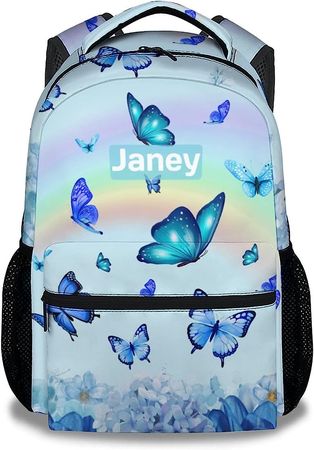 Amazon.com | Custom Name Butterfly Backpacks for Kids Girls, 16 Inch Aesthetic Backpack for School Students, Personalized Pink Large Capacity Bookbag for Teens Travel | Kids' Backpacks