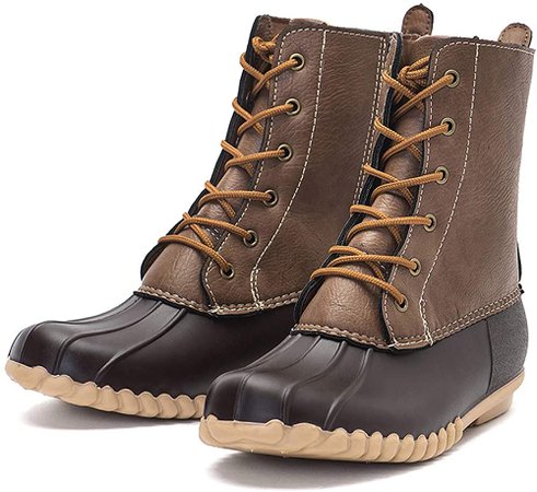 Amazon.com | DKSUKO Women's Winter Snow Boots with Warm Fur Waterproof Duck Boots (9 B(M) US, Brown) | Rain Footwear