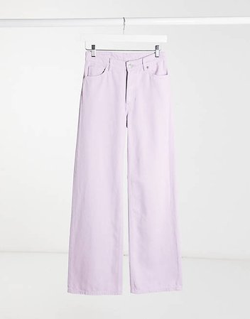 Monki Yoko organic cotton wide leg jeans in lilac | ASOS