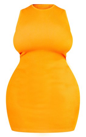 Plus Orange Basic Knitted Bodycon Dress | PrettyLittleThing USA