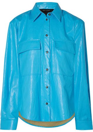 Faux Leather Shirt - Light blue