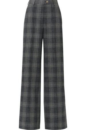 Acne Studios | Checked wool and cotton-blend wide-leg pants | NET-A-PORTER.COM
