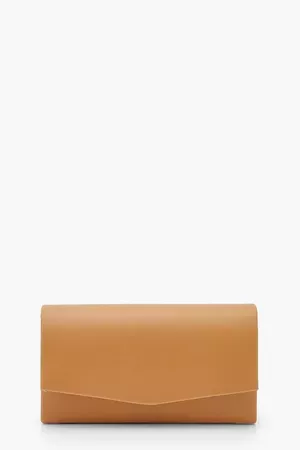 Smooth PU Structured Clutch Bag & Chain | boohoo brown