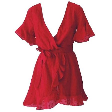 Red V-Neck Flowy Dress