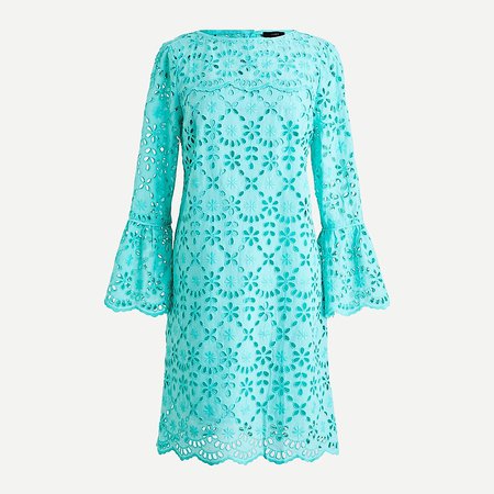 J.Crew: Bell-sleeve Dress In Embroidered Eyelet