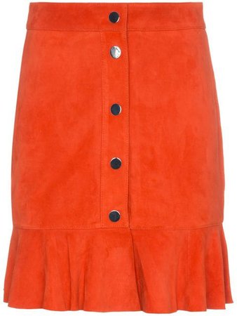 Ganni salvia suede leather mini skirt