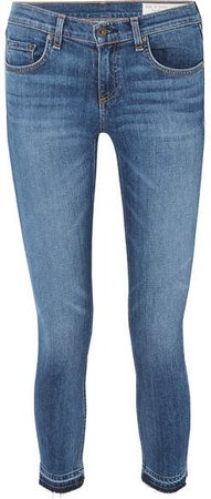 Dre Capri Distressed Mid-rise Skinny Jeans - Mid denim