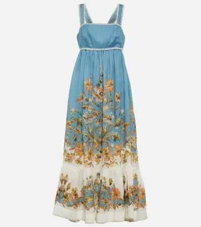 Chintz Floral Cutout Midi Dress in Blue - Zimmermann | Mytheresa