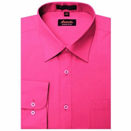 Mens Dress Shirt Fuchsia Hot Pink Modern Fit Wrinkle-Free Cotton Blend Amanti | eBay