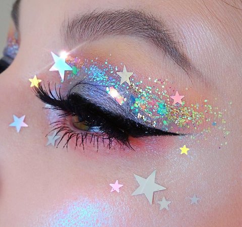 Pastel Glitter Star Makeup